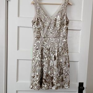 Gold sequins floral dress